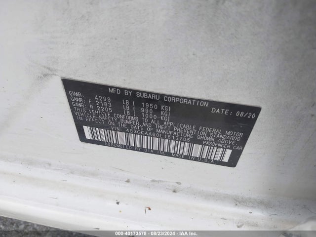 Subaru IMPREZA SEDAN 2020 4S3GKAA60L1613705 Image 9