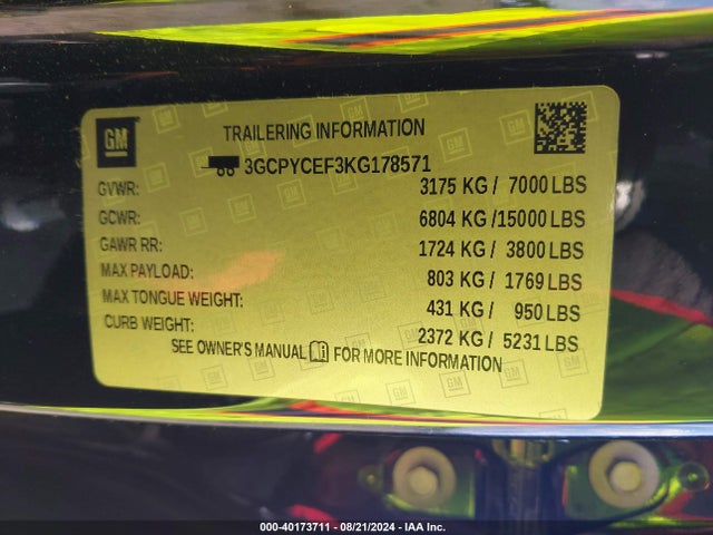 Chevrolet Silverado 1500 Custom Trail Boss 2019 3GCPYCEF3KG178571 Image 9