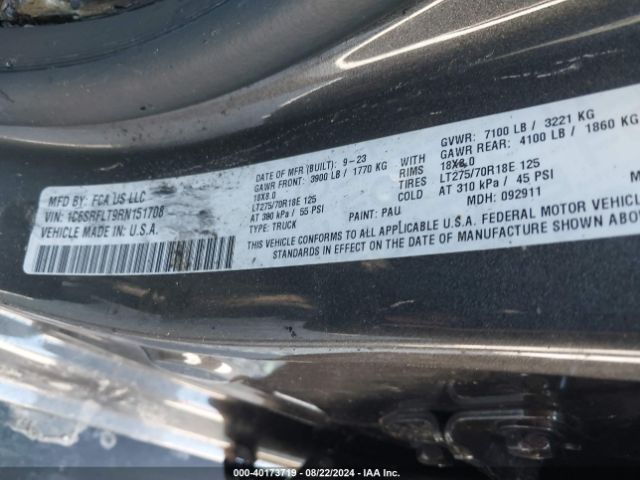 1C6SRFLT9RN151708 RAM 1500 Rebel  4x4 5'7 Box