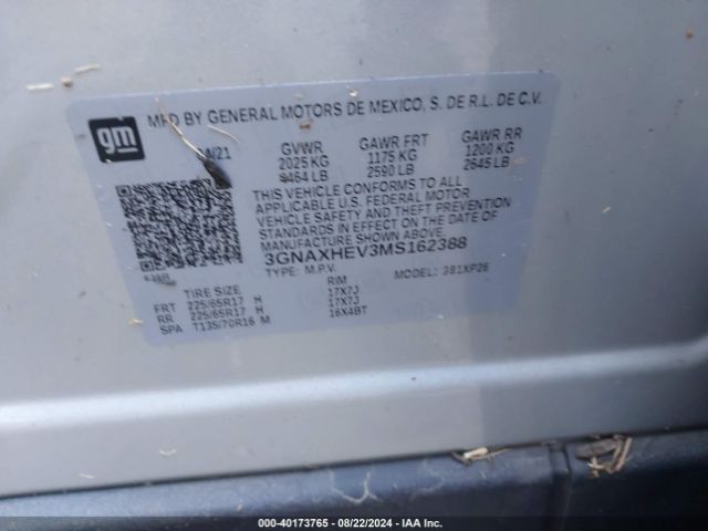 2021 CHEVROLET EQUINOX 3GNAXHEV3MS162388 Photo 8