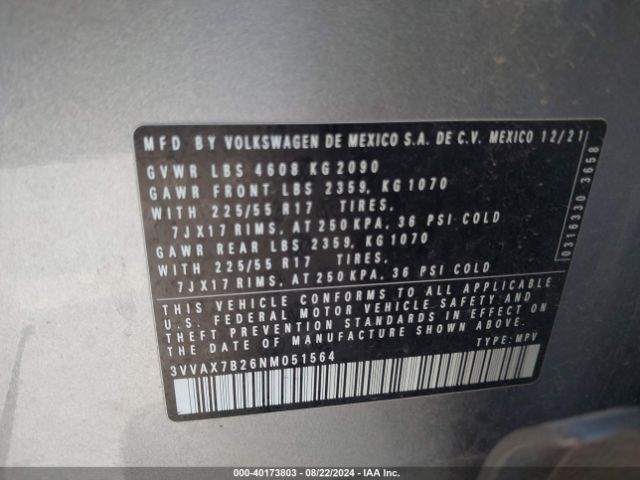 3VVAX7B26NM051564 Volkswagen Taos 1.5t S