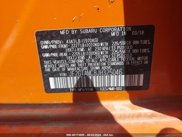 JF2GTAMC8JH325046 Subaru Crosstrek 2.0i Limited