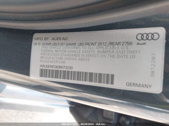 WAUGFAFC8GN073230 Audi A6 2.0t Premium Plus