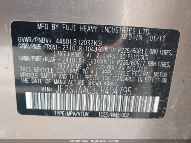 JF2SJAAC3EH404795 Subaru Forester 2.5i