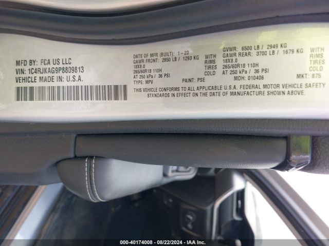 1C4RJKAG9P8809813 Jeep Grand Cherokee L Laredo 4x4