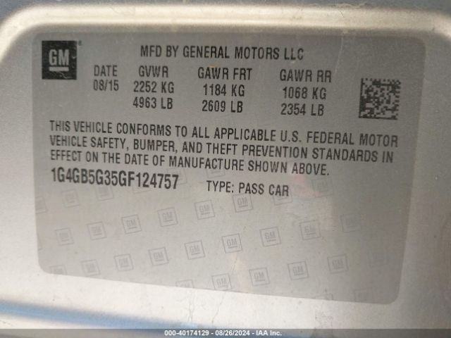 1G4GB5G35GF124757 Buick Lacrosse Leather