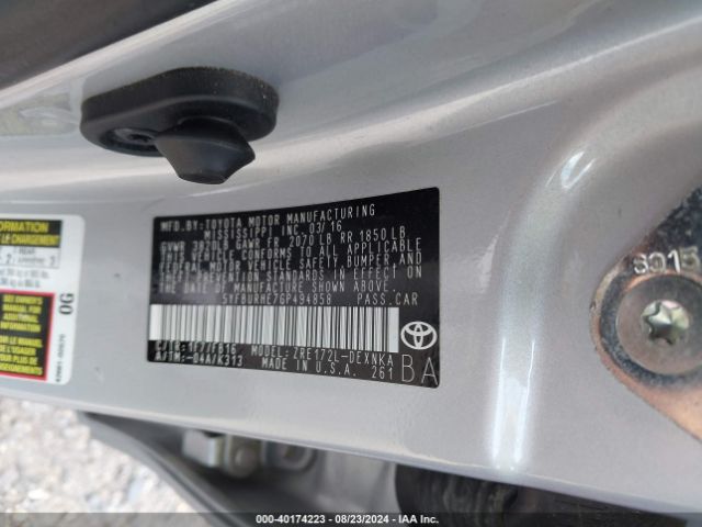 5YFBURHE7GP494858 Toyota COROLLA LE