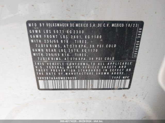 3VV2B7AX4RM029939 Volkswagen Tiguan 2.0t Se