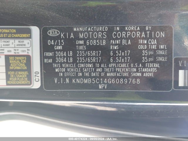 KIA SEDONA LX 2016 KNDMB5C14G6089768 Image 9