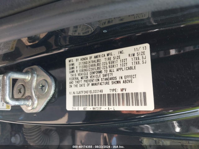 Honda Crosstour Ex-l 2014 5J6TF3H51EL000148 Image 9