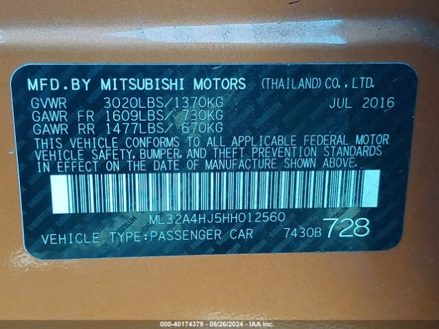 ML32A4HJ5HH012560 Mitsubishi MIRAGE SE