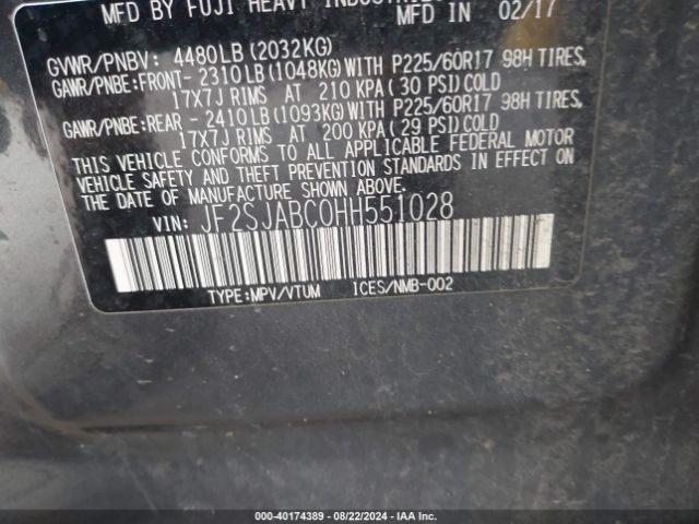 JF2SJABC0HH551028 Subaru Forester 2.5i