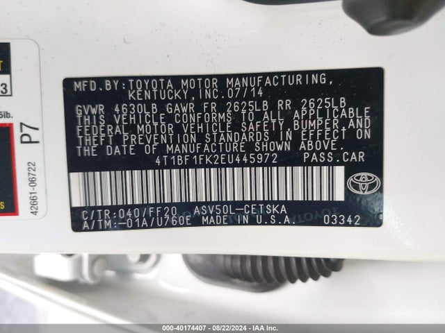 Toyota CAMRY SE 2014 4T1BF1FK2EU445972 Image 9