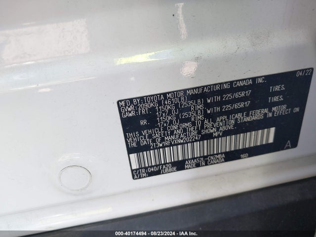 Toyota Rav4 Xle 2022 2T3W1RFVXNW202247 Image 9