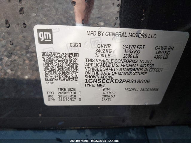 Chevrolet Suburban 2wd Lt 2023 1GNSCCKD2PR318006 Image 9