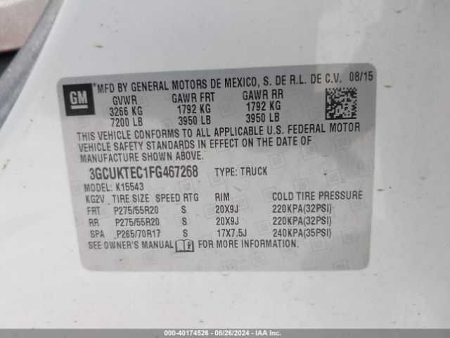 3GCUKTEC1FG467268 Chevrolet Silverado 1500 High Country