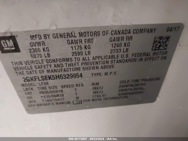 2GKFLSEK5H6329954 GMC Terrain Sle-1