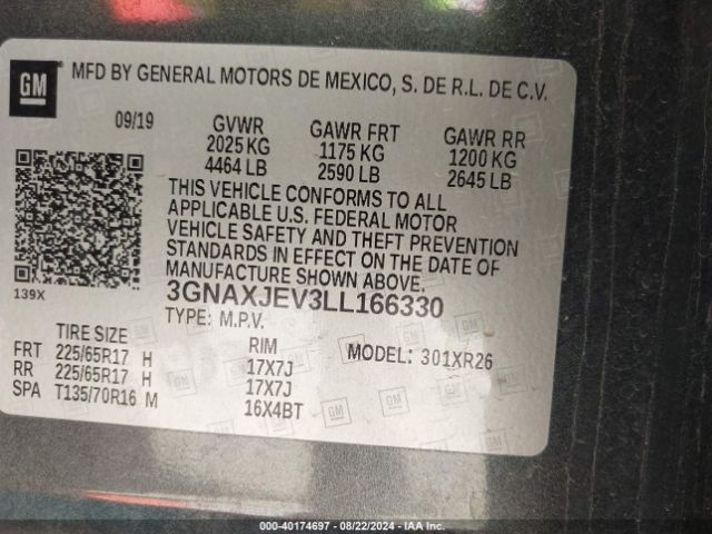 2020 CHEVROLET EQUINOX 3GNAXJEV3LL166330 Photo 8