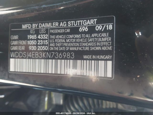 WDDSJ4EB3KN736983 Mercedes-Benz CLA 250