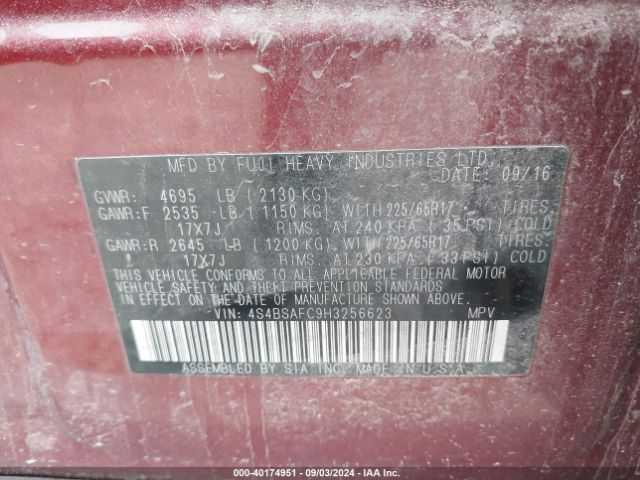 4S4BSAFC9H3256623 Subaru Outback 2.5i Premium