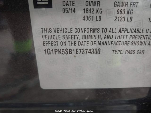 1G1PK5SB1E7374306 Chevrolet CRUZE LT