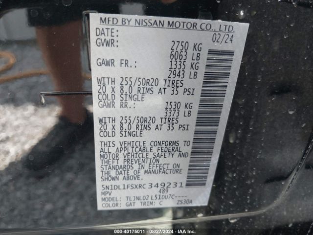 5N1DL1FSXRC349231 Infiniti Qx60 Luxe Awd