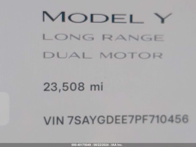 7SAYGDEE7PF710456 Tesla Model Y Awd/long Range Dual Motor All-wheel Drive