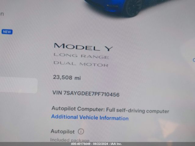 7SAYGDEE7PF710456 Tesla Model Y Awd/long Range Dual Motor All-wheel Drive