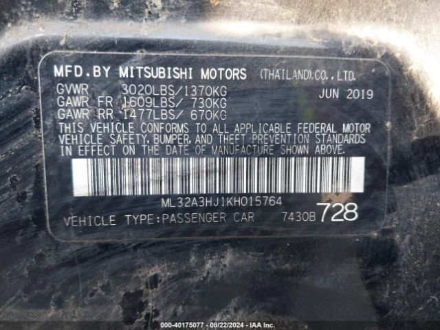 ML32A3HJ1KH015764 Mitsubishi Mirage Rf