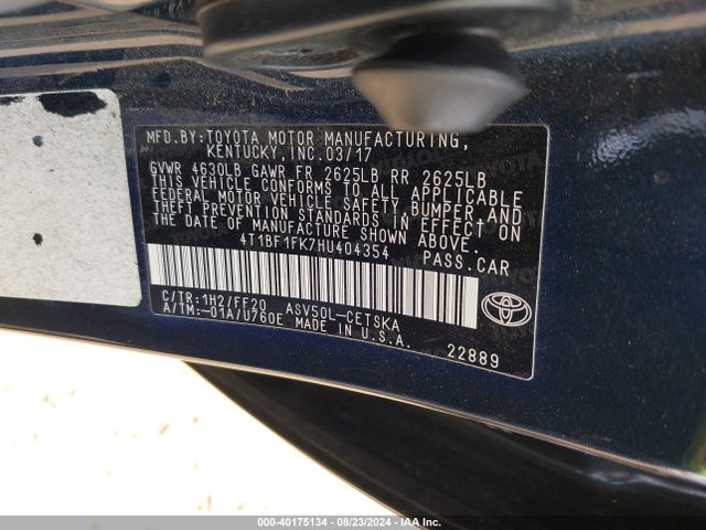 Toyota CAMRY SE 2017 4T1BF1FK7HU404354 Image 9