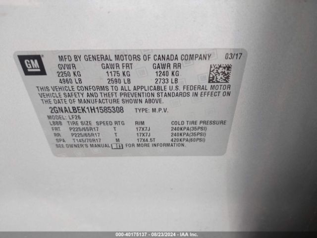 2GNALBEK1H1585308 Chevrolet EQUINOX LS