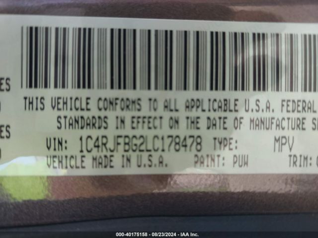 1C4RJFBG2LC178478 Jeep Grand Cherokee Limited 4x4