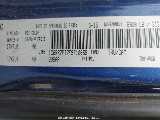 1C6RR7FT7FS710069 RAM 1500 St