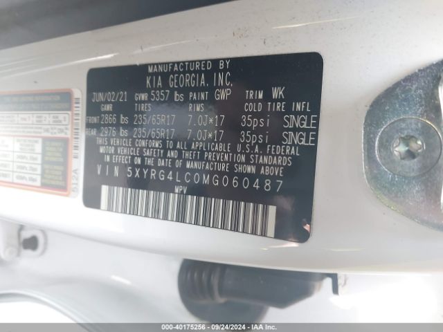 5XYRG4LC0MG060487 KIA SORENTO LX
