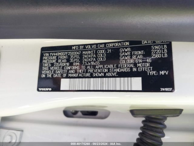 YV440MDD7F2593047 Volvo Xc60 T5 Platinum