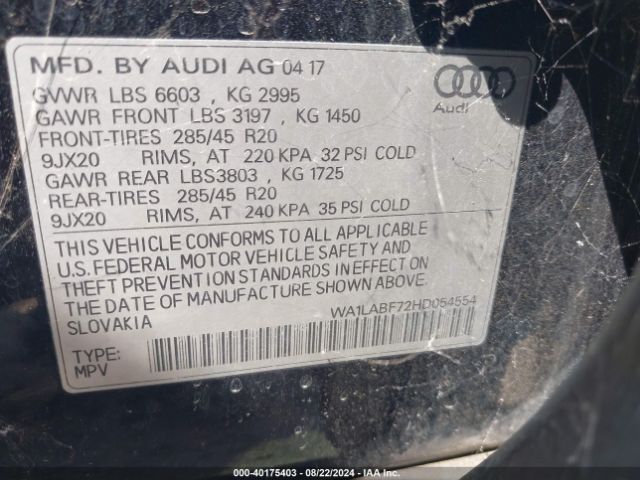 WA1LABF72HD054554 Audi Q7 3.0t Premium