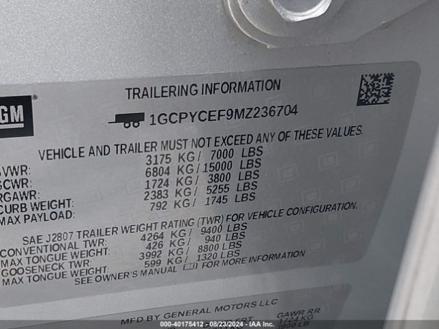 1GCPYCEF9MZ236704 Chevrolet Silverado 1500