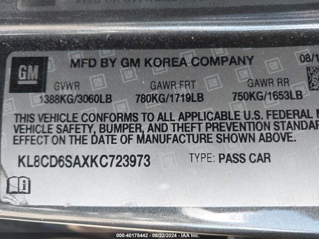 Chevrolet Spark 1lt Cvt 2019 KL8CD6SAXKC723973 Image 9