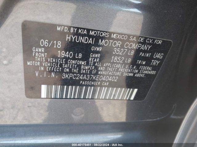 3KPC24A37KE040402 Hyundai ACCENT SE