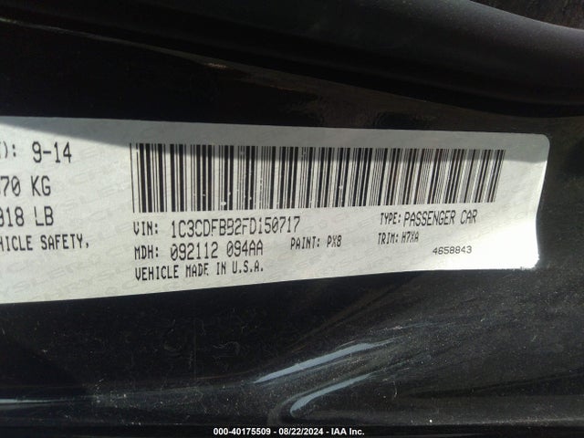 Dodge DART SXT 2015 1C3CDFBB2FD150717 Image 9