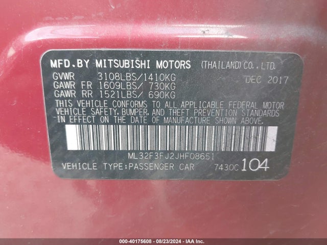 2018 MITSUBISHI MIRAGE G4 ML32F3FJ2JHF08651 Photo 8