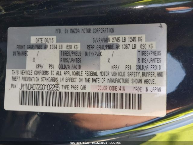 JM1NDAD72G0102255 Mazda Mx-5 Miata Grand Touring