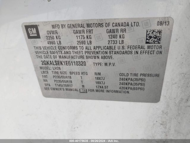 2GKALSEK1E6110320 GMC Terrain Slt-1