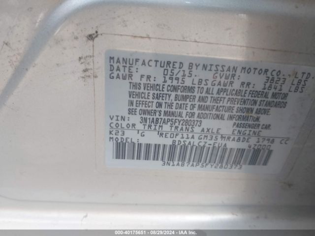 3N1AB7AP5FY280373 Nissan SENTRA S