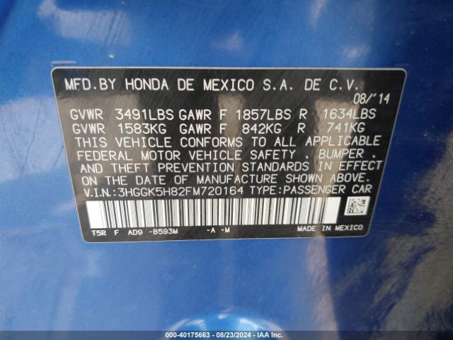 3HGGK5H82FM720164 Honda Fit Ex/ex-l