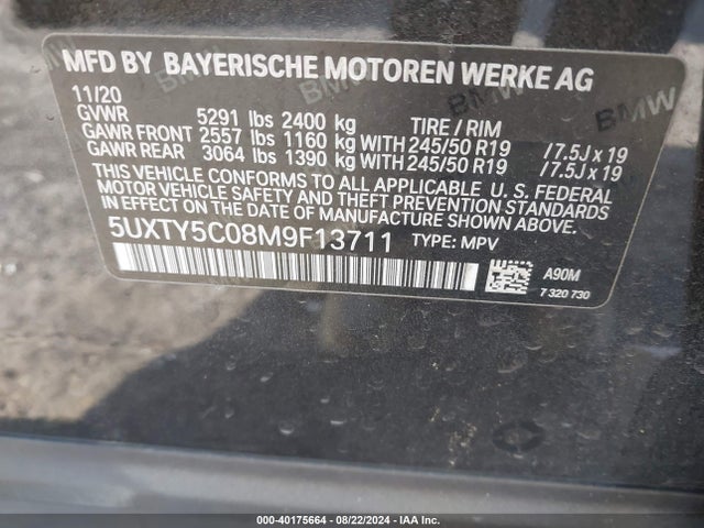5UXTY5C08M9F13711 BMW X3 Xdrive30i