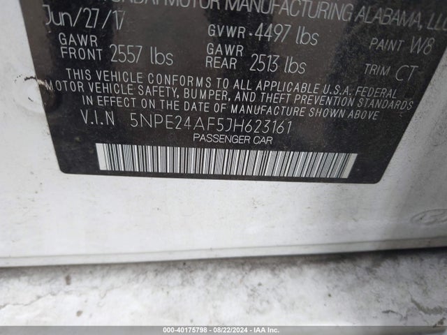 Hyundai SONATA SE 2018 5NPE24AF5JH623161 Image 9
