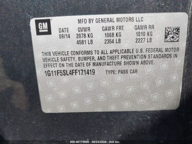 1G11F5SL4FF171419 Chevrolet Malibu 1lz
