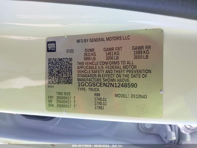 1GCGSCEN2N1248590 Chevrolet Colorado 2wd  Short Box Lt