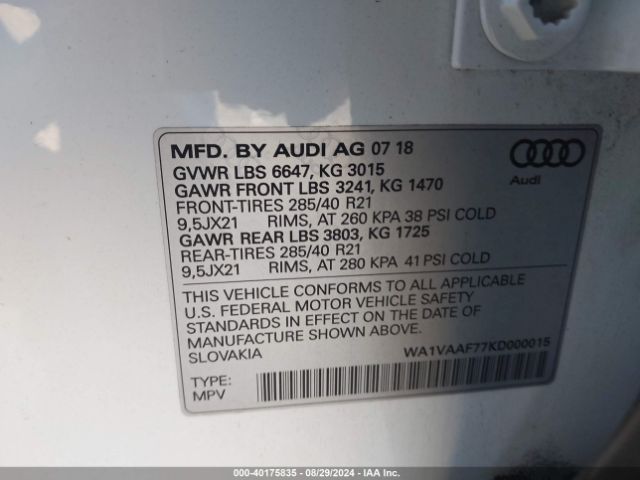 WA1VAAF77KD000015 Audi Q7 55 Premium